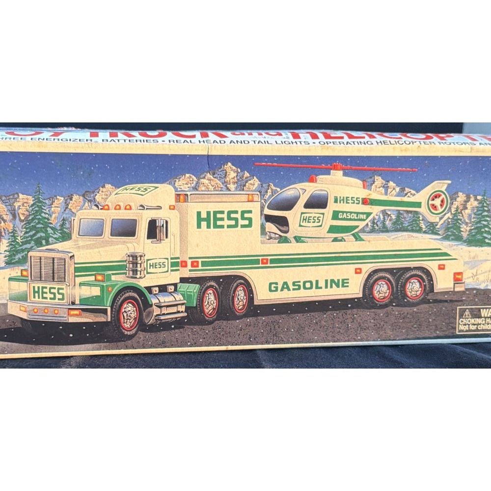 1995 Hess toy truck and helicopter Brand New In Box Tested Works!
